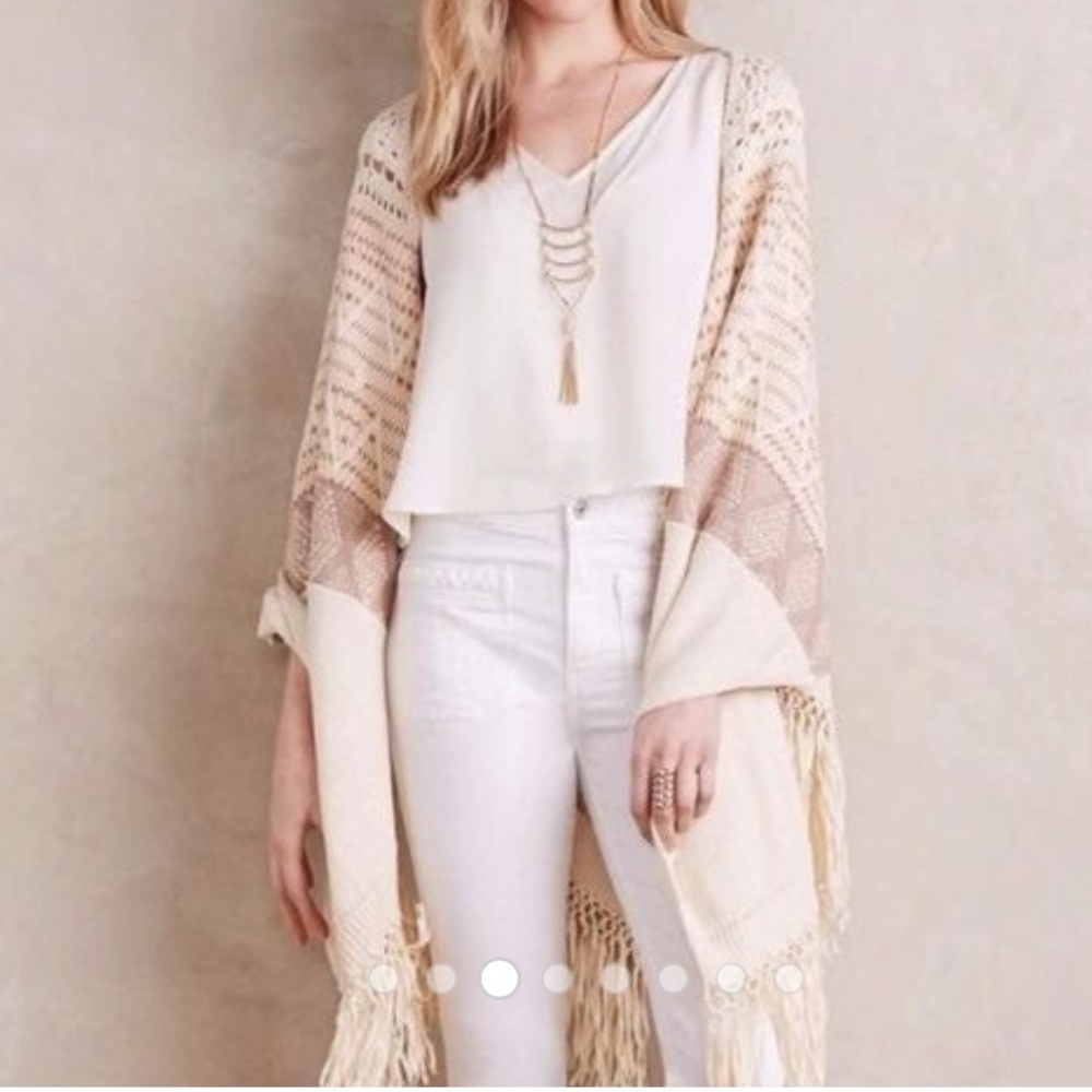 Anthropologie Moth Fringe Calipatria Poncho